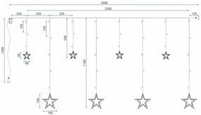 LED záves GL2005 farebné hviezdy, s diaľkovým ovládaním