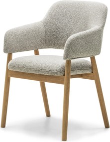 Čalúnené jedálenské kreslo Sanremo bouclé svetlosivé/dub prírodný