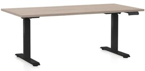 Výškovo nastaviteľný stôl OfficeTech C, 160 x 80 cm, čierna podnož, dub