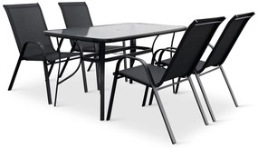 Záhradný jedálenský set Porto 140 cm + 4x kovová stolička Ramada