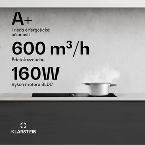 Klarstein AirJet Hybrid Down Air System, Indukčná varná doska s integrovaným digestorom, 477 m³/h, EEK A+