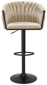 Barová stolička COFTON zamatová, béžová / čierna