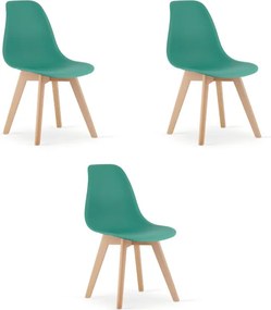 Set troch jedálenských stoličiek KITO zelené / naturálne nohy (3 ks)