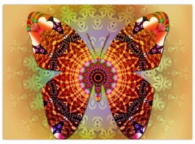 Sklenený obraz - Etno motýľ (70x50 cm)