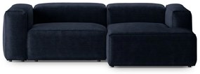 Tmavomodrá menčestrová rohová pohovka (pravý roh/s leňoškou) Bergano – Cosmopolitan Design