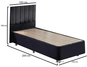 Jednolôžková posteľ s čalúneným čelom 100 cm Kemadi (čierna) (s roštom) (s úlož. priestorom). Vlastná spoľahlivá doprava až k Vám domov. 1094817