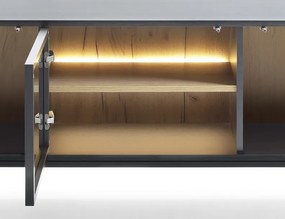 TV skrinka Sento, čierna/dub wotan, s osvetlením