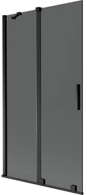 Mexen Velar, 2-krídlová posuvná vaňová zástena 100 x 150 cm, 8mm šedé sklo, čierna matná, 896-100-000-41-70