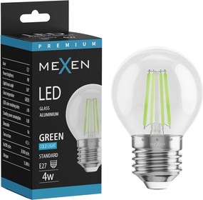 Mexen Vintis, LED filamentová žiarovka E27, G45, 4 W, zelená, číra, L156-E27-04XX-46