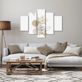 Obraz - Béžové kvety s motýľom N⁰1 (150x105 cm)