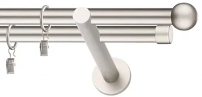 Dekorstudio Chrómová matná dvojradová garniža GUĽA 19mm Dĺžka: 360cm, Typ uchytenia: Držiak dvojitý modern, Typ príslušenstva: Krúžky tiché so štipcami