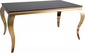 JEDÁLENSKÝ STÔL LAURO ČIERNE SKLO + ZLATÝ 150 x 90