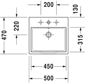 Duravit Vero Air - Umývadlo do nábytku 500x470 mm, s prepadom, biela 2350500000
