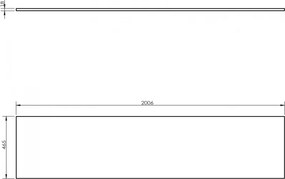 Mexen Uni, pracovná doska 200 cm, biela matná, 91AXX-2004-464-18-01