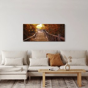 Obraz - Schody v prírode na jeseň (120x50 cm)