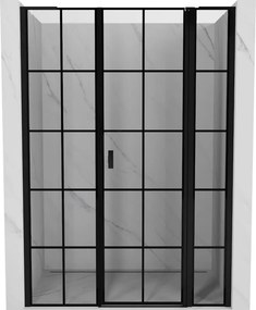 Mexen, Mexen Mist L výklopné pravé sprchové dvere 160 cm, čierna mriežka - 8A4L-160-001-70-77-P