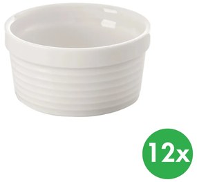 Zapekacia miska, priemer 9 cm, porcelán, biela, 12 ks