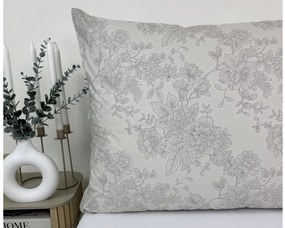 Obliečka na vankúš Luxury Flowers béžová – jemný vzor, 100 % bavlna, zips Veľkosť: 50x70 cm