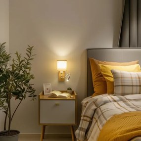 Brilagi - LED Nástenná lampa NUBILA WOOD 1xE27/25W/230V +LED/3W dub/svetlohnedá