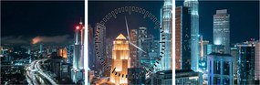Obraz - Noc v Kuala Lumpur (s hodinami) (90x30 cm)