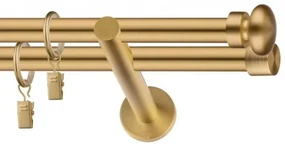 Dekorstudio Garniža dvojradová FLAT zlatá 19mm Dĺžka: 120cm, Typ uchytenia: Držiak dvojitý modern, Typ príslušenstva: Bez príslušenstva