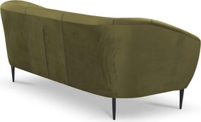 Trojmiestna pohovka Olivio, machovo zelená zamatová tkanina