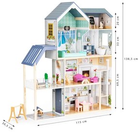 Veľký drevený domček pre bábiky s nábytkom