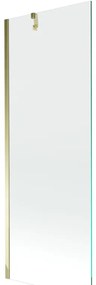 Mexen Next, vaňová  zástena 1-krídlová 70 x 150 cm, fixné krídlo, 6 mm číre sklo, zlatý profil, 895-070-000-00-00-50