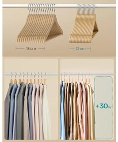 Sada 30 ks dřevěných ramínek Goty hnědá