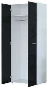 Šatníková skriňa Frarune (čierna + biela). Akcia -20%. Vlastná spoľahlivá doprava až k Vám domov. 1071554