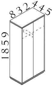 Vysoká šatníková skriňa Creator 83,2 x 44,5 x 185,9 cm, antracit / biela