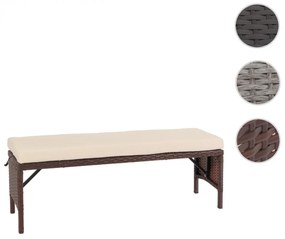 Záhradná lavica HWC-G16, polyratan - hnedá, krémový vankúš