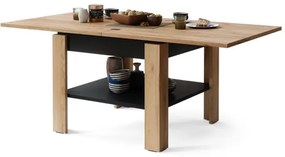 Rozkladací konferenčný/jedálenský stôl s odkladacou poličkou LIA dub craft/čierna