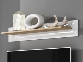 Nástenná polica Nordi, dub riviéra/biela lesk%