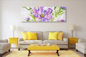 Obraz maľované kvety v letnom prevedení - 135x45