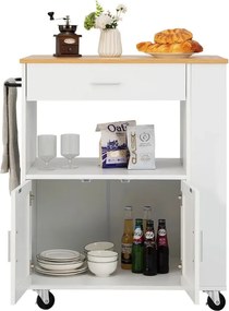 Kolesový servírovací vozík s 3 držiakmi na korenie na boku