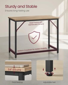 Písací stôl Kancelársky stôl 100 x 50 x 76 cm, ťavia hnedá, čierna farba