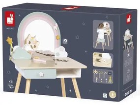 Drevený toaletný stolček s jednorožcom a stoličkou