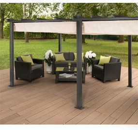 Blumfeldt Pantheon, pergola, prístrešok, 3 x 6 m, hliník, strieška proti slnku, polyester, béžová