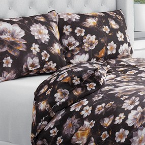 Biante Bavlnené posteľné obliečky Sandra SA-625 Magické lekná na temne hnedom Jednolôžko 140x200 a 70x90 cm