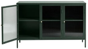 Zelená kovová vitrína Unique Furniture Bronco, výška 85 cm