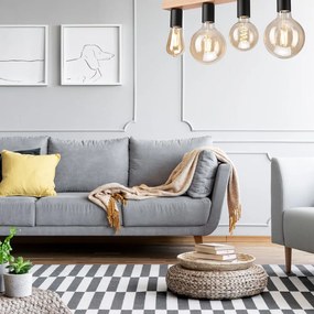 Čierne/v prírodnej farbe stropné svietidlo - LAMKUR