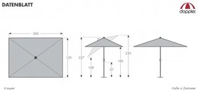 Doppler ACTIVE 200 x 120 cm - slnečník so stredovou nohou - 2. akosť (S289)