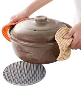 Orion Podložka pod hrniec, silikónová sivá, 18 cm