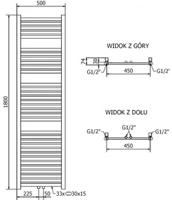 Mexen Hades, elektrické vykurovacie teleso 1800 x 500 mm, 900 W, zlatá lesklá, W104-1800-500-2900-50
