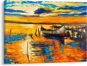 Obraz - Loďka pri západe slnka (70x50 cm)