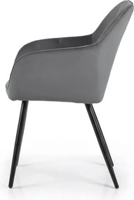 Sada šiestich jedálenských stoličiek DIAMANTE zamatové, grafitové / čierne nohy (6 ks)