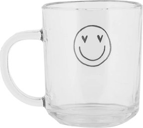 Sklenený hrnček so smajlíkom Heart & Smile - 11*8*9 cm / 200 ml