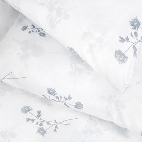 Goldea saténové posteľné obliečky deluxe - svetlo sivé lúčne kvítí 140 x 200 a 70 x 90 cm