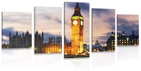 5-dielny obraz nočný Big Ben v Londýne - 100x50